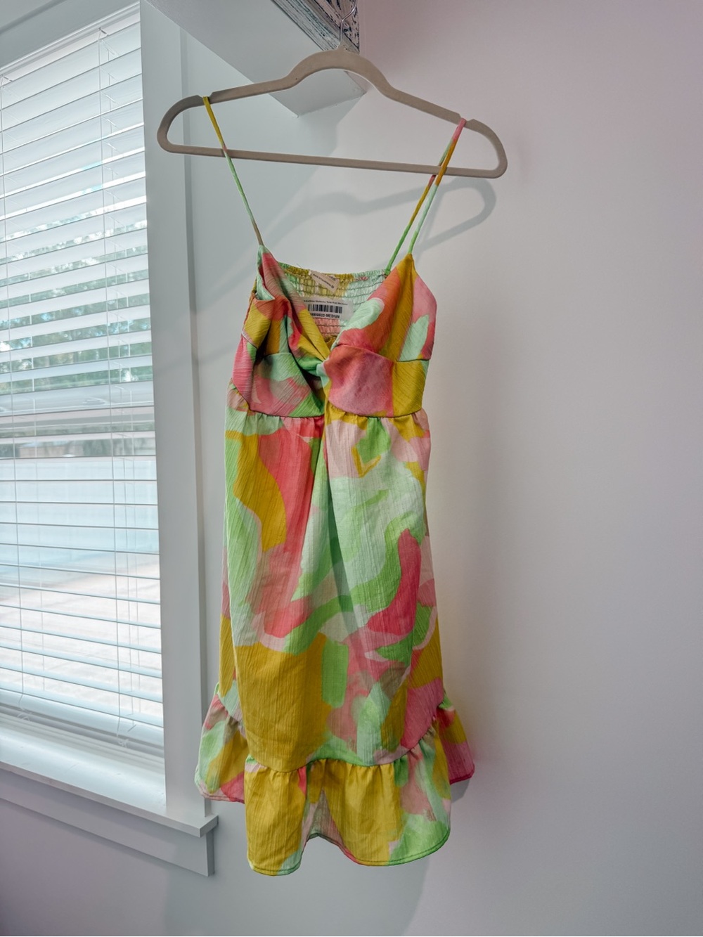 Yellow/Green Multicolor Twist Front Mini Dress